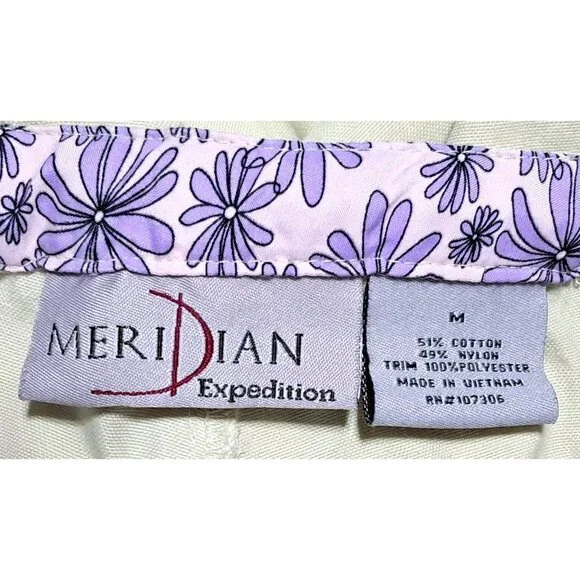 Meridian Expedition Cropped Pants Womens Size M Floral Lining Green Cotton & Nyl - Picture 2 of 9